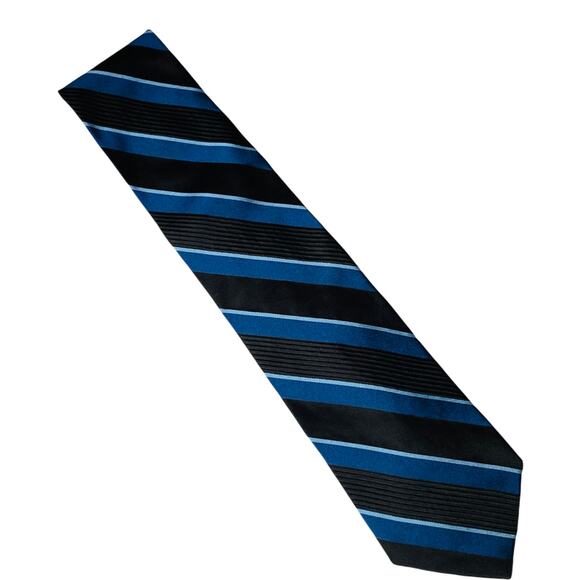 Jones New York Blue & Black Diagonal Stripe 100% Silk Tie - Picture 1 of 5